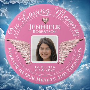 Badge Rond 7,6 Cm Dans Love Memory Photo Rose