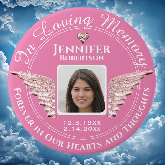 Badge Rond 7,6 Cm Dans Love Memory Photo Rose (Créateur téléchargé)