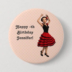 Badge Rond 7,6 Cm Danseuse de flamenco mignonne (personnalisée)