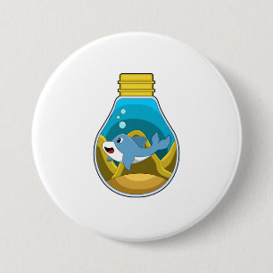Badge Rond 7,6 Cm Dauphin à la natation dans l'aquarium