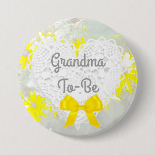 Badge Rond 7,6 Cm De dentelle jaune Grand-maman-À-Est bouton de baby