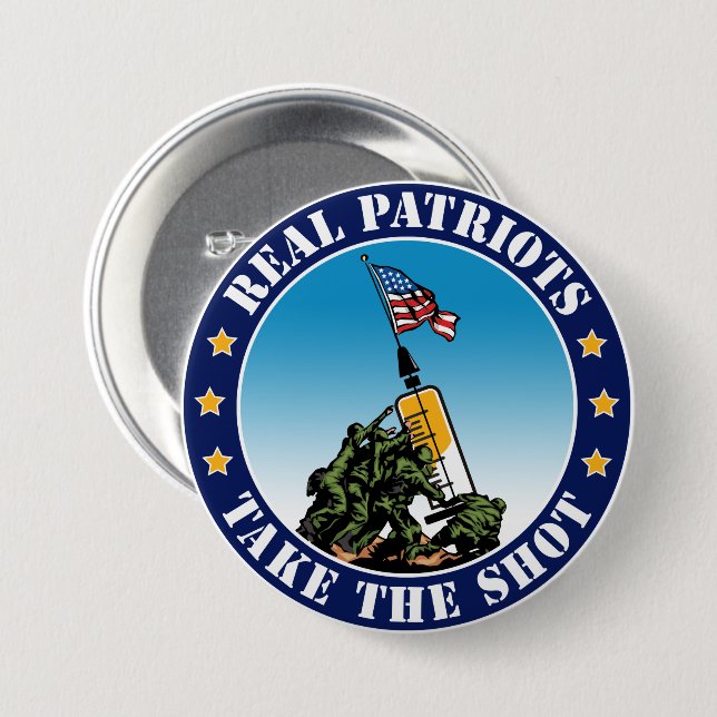 Badge Rond 7,6 Cm De Véritables Patriotes Prennent Le Tir - Iwo Jima (Devant & derrière)