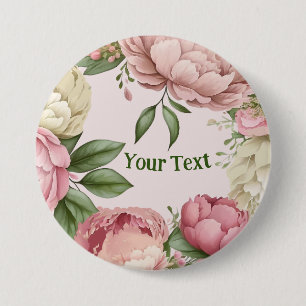 Badge Rond 7,6 Cm Décoration en roseau rose intemporelle en couronne