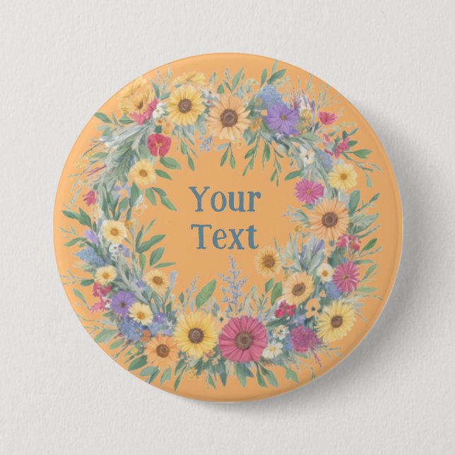 Badge Rond 7,6 Cm Décoration Fleur sauvage envoûtante en linge (Devant)