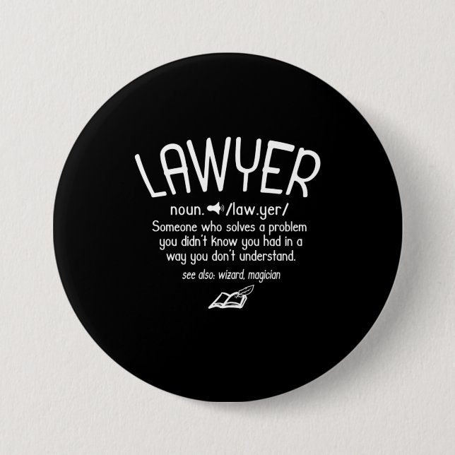 Badge Rond 7,6 Cm Définition drôle de l'avocat (Devant)