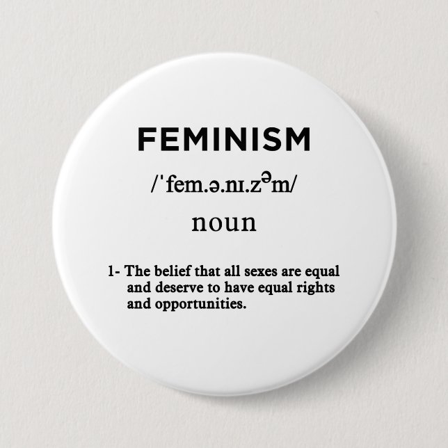 Badge Rond 7,6 Cm définition du féminisme cercle blanc (Devant)