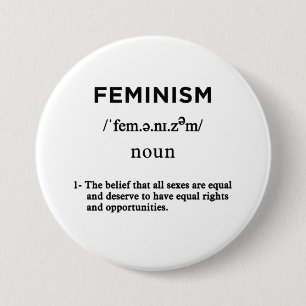 Badge Rond 7,6 Cm définition du féminisme cercle blanc