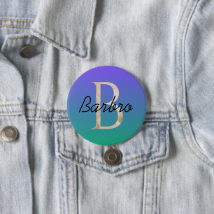 Badge Rond 7,6 Cm Dégradé personnalisé bleu vert coloré de style 