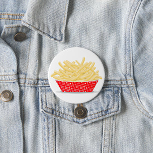 Badge Rond 7,6 Cm Délicieuses Frites Rétro Fast Food