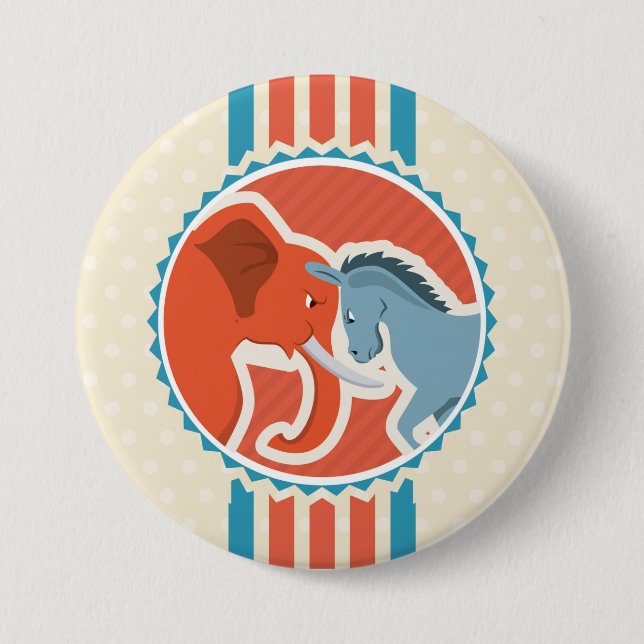 Badge Rond 7,6 Cm Démocrates contre Républicains (Devant)