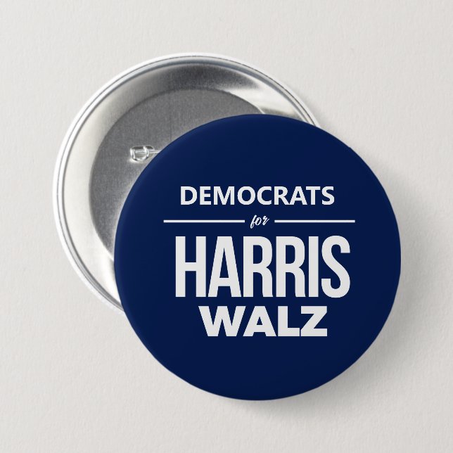Badge Rond 7,6 Cm Démocrates de Harris Walz (Devant & derrière)
