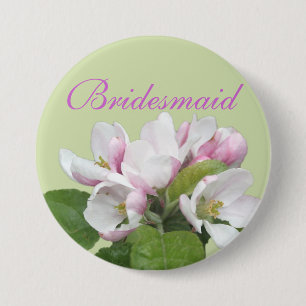 Badge Rond 7,6 Cm Demoiselle d'honneur fleur de pommier rose clair
