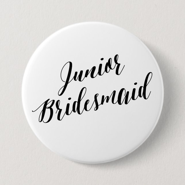 Badge Rond 7,6 Cm Demoiselle d'honneur noir bouton de script (Devant)