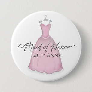 Badge Rond 7,6 Cm Demoiselle d'honneur Robe de mariage vintage migno