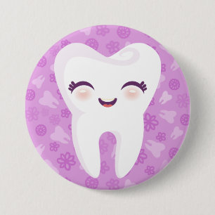 Badge Rond 7,6 Cm Dent mignonne - bouton pourpre de Pin