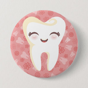 Badge Rond 7,6 Cm Dent mignonne - bouton rose de Pin
