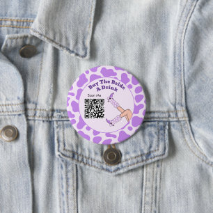 Badge Rond 7,6 Cm Dernier Rodéo Vache Violette Offrez un Verre à la