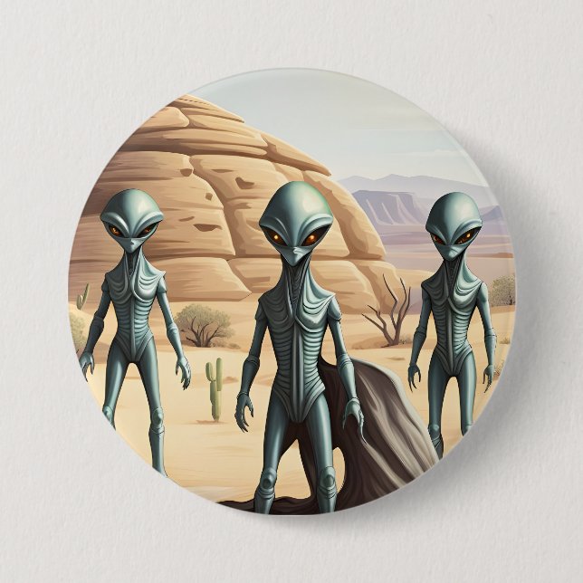 Badge Rond 7,6 Cm Désert des Insectoïdes Aliens (Devant)