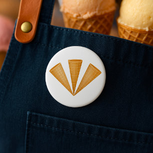 Badge Rond 7,6 Cm Dessert d'été à la crème glacée triple gaufre