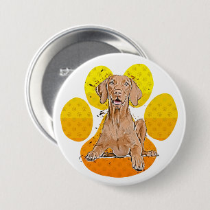 Badge Rond 7,6 Cm Dessin animé de Vizsla sur patte