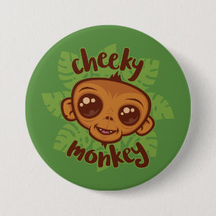 Badge Rond 7,6 Cm Dessin de primate de singe mignon