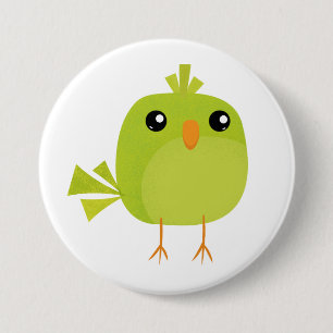 Badge Rond 7,6 Cm Dessin d'oiseau vert