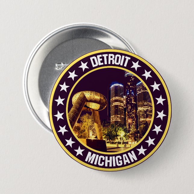 Badge Rond 7,6 Cm Détroit (Devant & derrière)