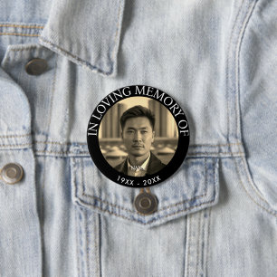 Badge Rond 7,6 Cm Deuil de mémorial de photo personnalisé moderne