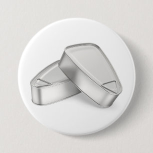 Badge Rond 7,6 Cm Deux boîtes de conserve avec du jambon, du poisson