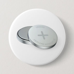 Badge Rond 7,6 Cm Deux piles bouton au lithium CR2032