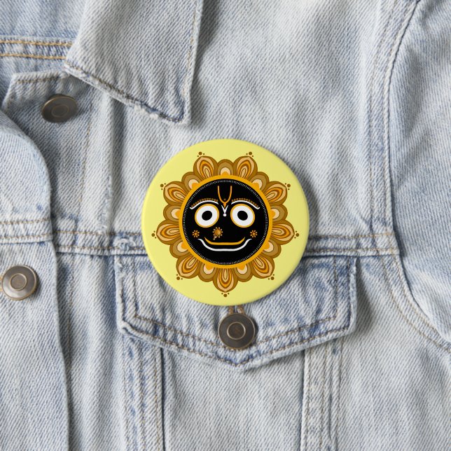 Badge Rond 7,6 Cm Dévotion envers Lord Jagannath - Hare Krishna (En situation)