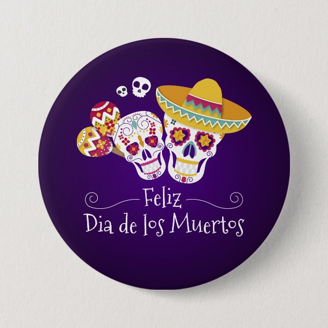 Badge Rond 7,6 Cm Dia de los Muertos| Bouton (Devant)