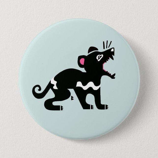 Badge Rond 7,6 Cm Diable Cheeky - DIABLE TASMANIAN - faune - Aqua (Devant)