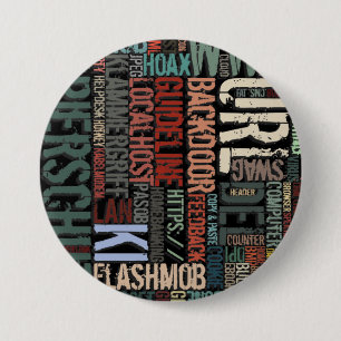 Badge Rond 7,6 Cm Dictionnaire informatique en bouton de couleurs