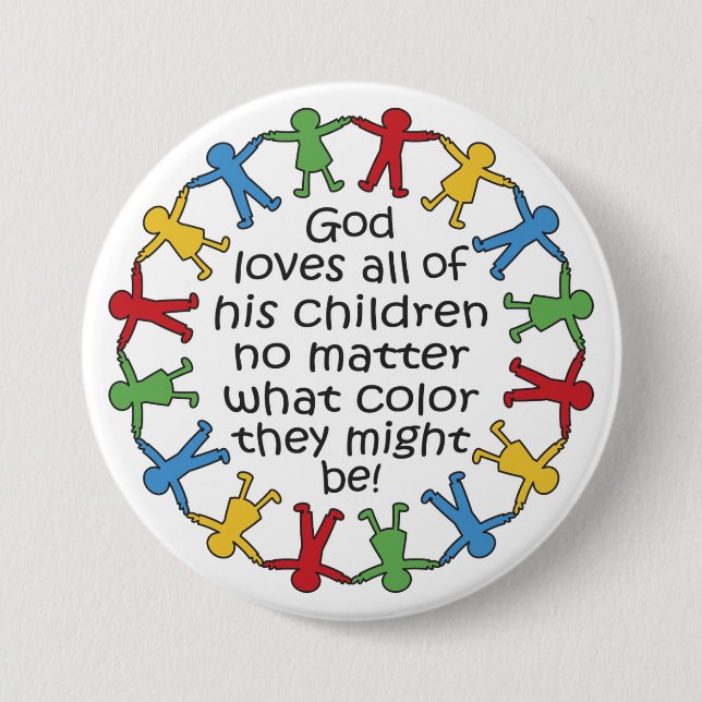 Badge Rond 7,6 Cm Dieu aime tout (Devant)