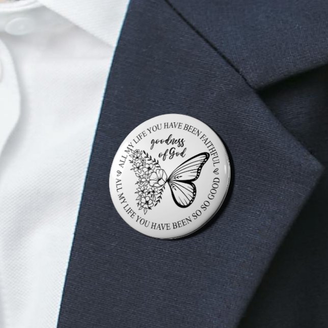 Badge Rond 7,6 Cm Dieu est bon papillon floral (Show your faith with this stylish button—wear it proudly and remind others of the power of belief!)