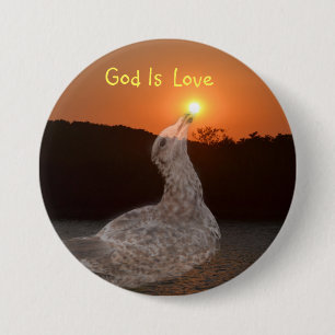 Badge Rond 7,6 Cm Dieu est l'amour coucher de soleil