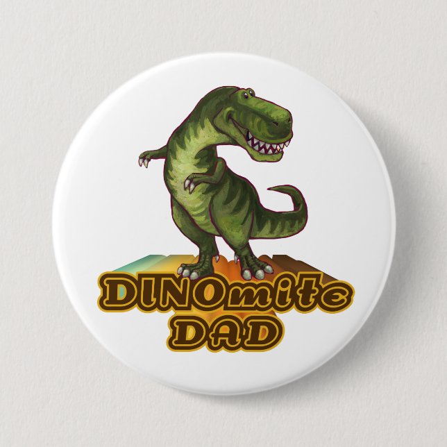 Badge Rond 7,6 Cm Dinomite Papa (Devant)