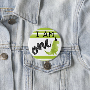 Badge Rond 7,6 Cm Dinosaur Premier Anniversaire Bouton Dinosaure Thè