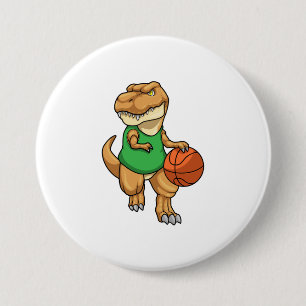 Badge Rond 7,6 Cm Dinosaure dans Sports avec basket-ball