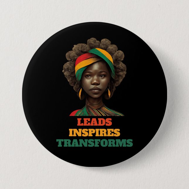 Badge Rond 7,6 Cm Dirige, inspire, transforme le mois de l'histoire  (Devant)
