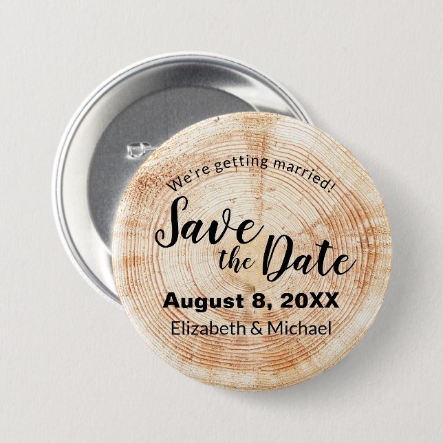 Badge Rond 7,6 Cm Disque en bois coupé personnalisé pour mariage Sav (Devant & derrière)