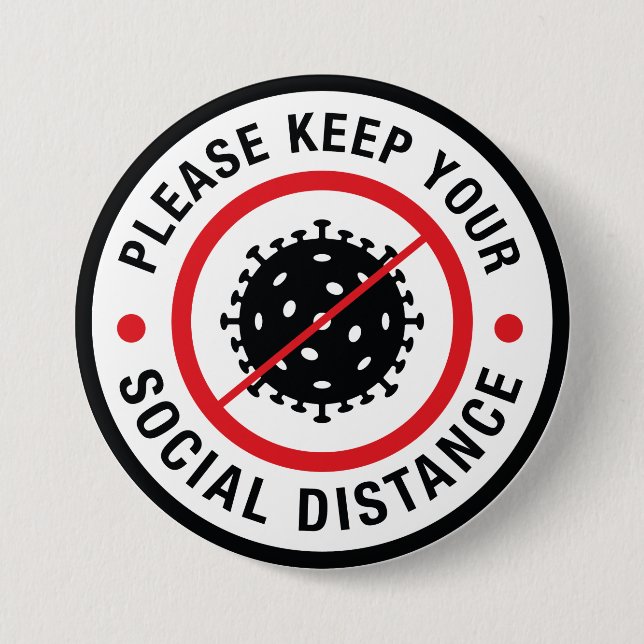 Badge Rond 7,6 Cm Distance sociale (Devant)