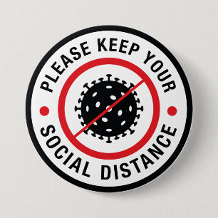 Badge Rond 7,6 Cm Distance sociale