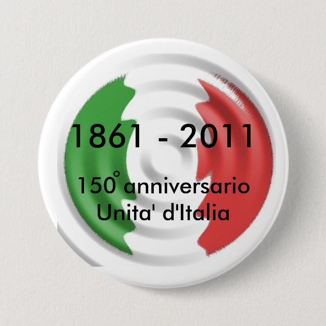 Badge Rond 7,6 Cm d'Italia de 150 anniversarioUnita, 1861… (Devant)