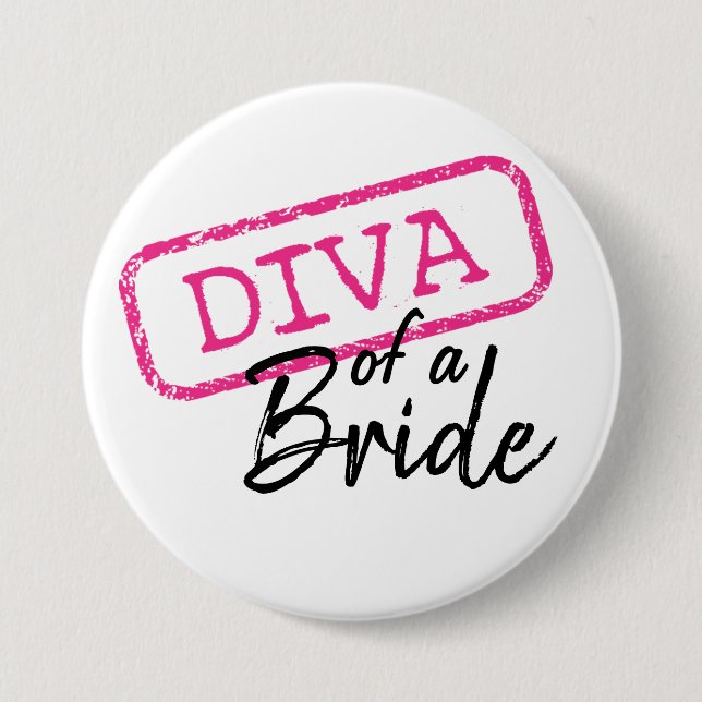 Badge Rond 7,6 Cm "DIVA" d'un bouton de mariée (Devant)