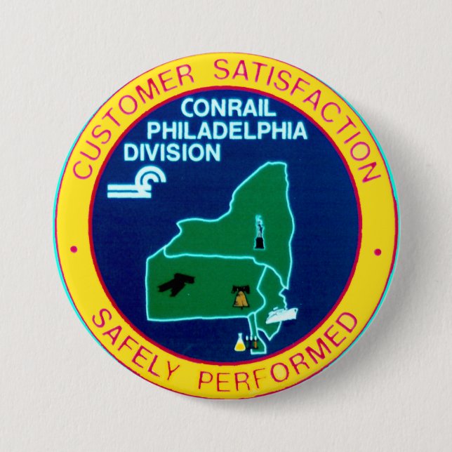 Badge Rond 7,6 Cm Division Conrail Philadelphie (Devant)
