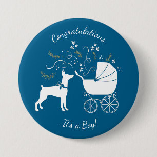 Badge Rond 7,6 Cm Dobermann Pinscher Baby shower Chien chiot Dobie