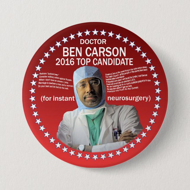 Badge Rond 7,6 Cm Docteur Ben Carson (Devant)