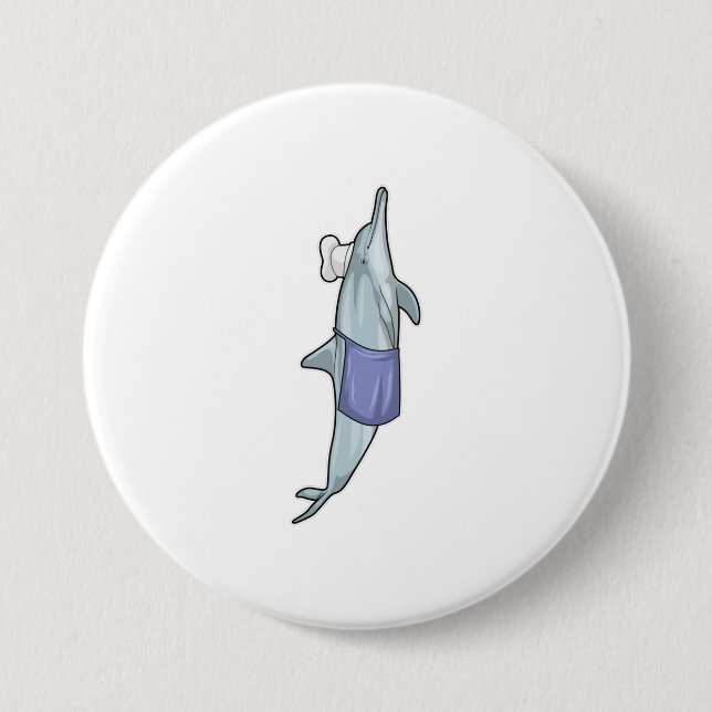 Badge Rond 7,6 Cm Dolphin as Cook (Devant)